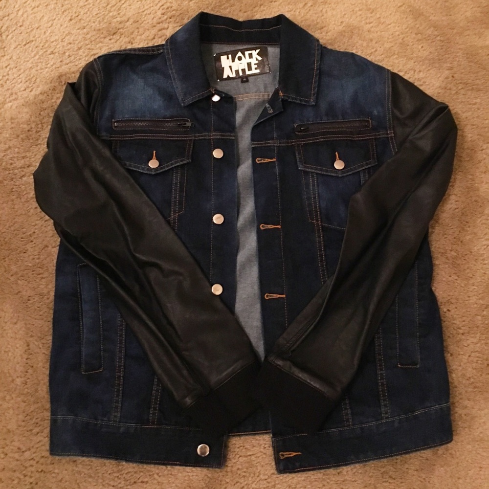 Black Apple Jean and faux leather Jacket
